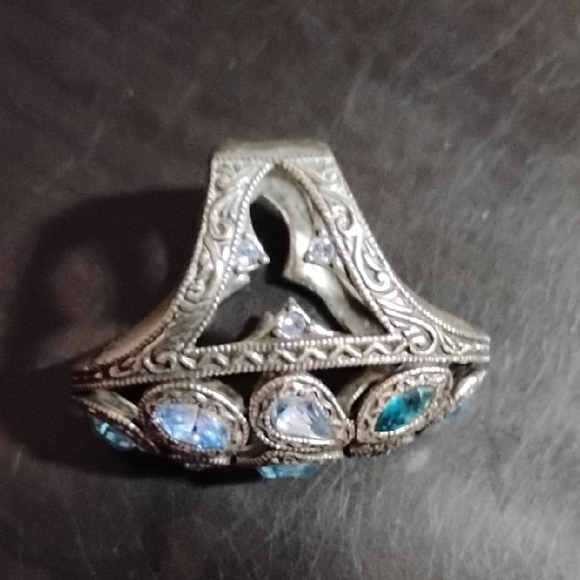 Loree Rodkin Love & Rock HSN Silver & Blue Gemstone Gothic Ring Size 7 Snug Fit - Picture 4 of 6